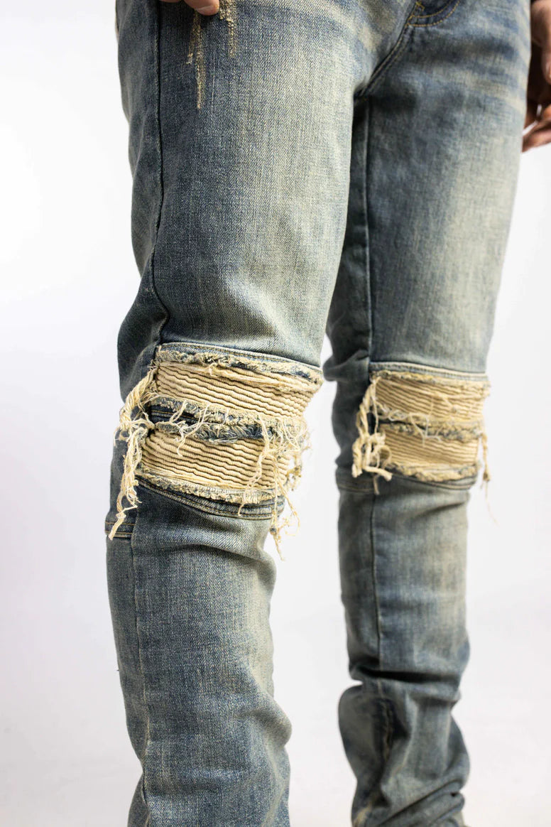 RIVERO ZIP DENIM JEANS BEIGE