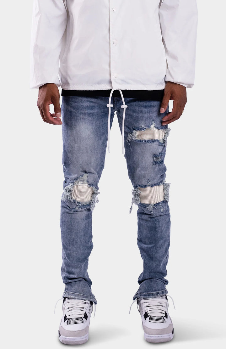 RIVERO ZIP DENIM JEANS LIGHT BLUE