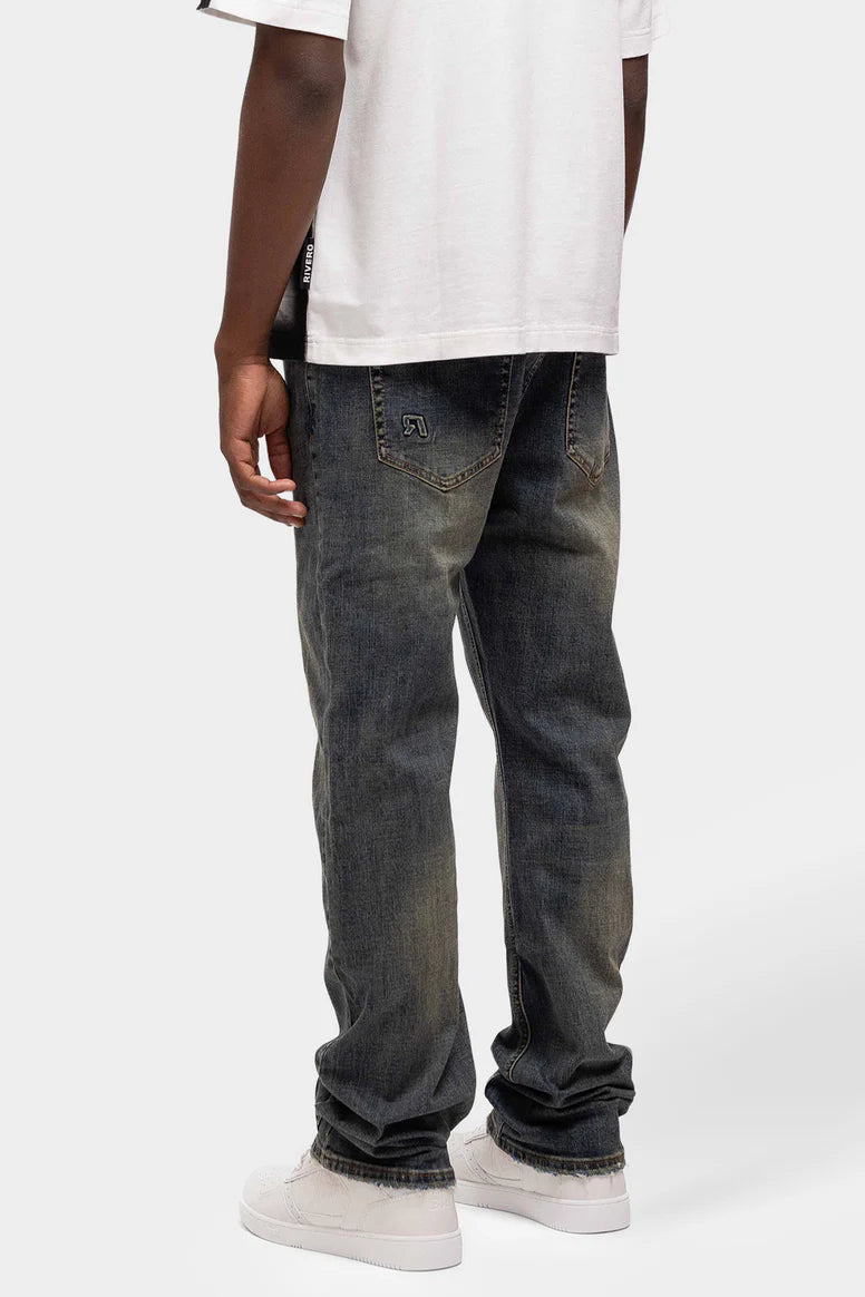 REGULAR PLAIN EMBOSSED WASHED DENIM JEANS