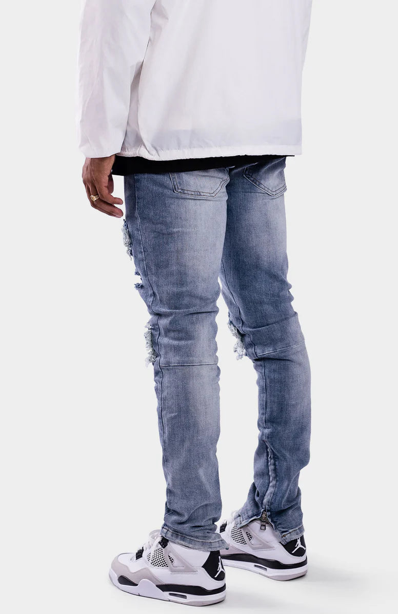 RIVERO ZIP DENIM JEANS LIGHT BLUE