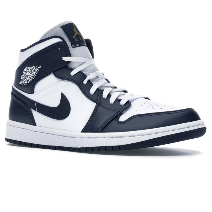 Air Jordan 1 Mid White Metallic Gold Obsidian