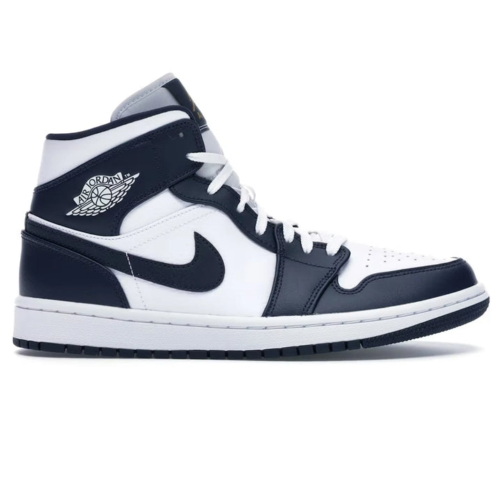 Air Jordan 1 Mid White Metallic Gold Obsidian