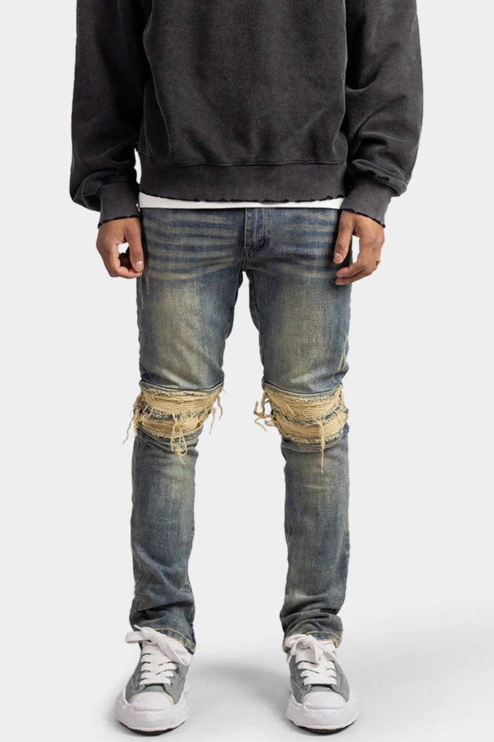 RIVERO ZIP DENIM JEANS BEIGE