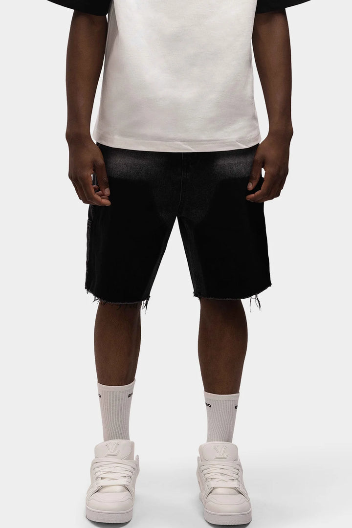 RIVERO CARPENTER DENIM SHORTS BLACK