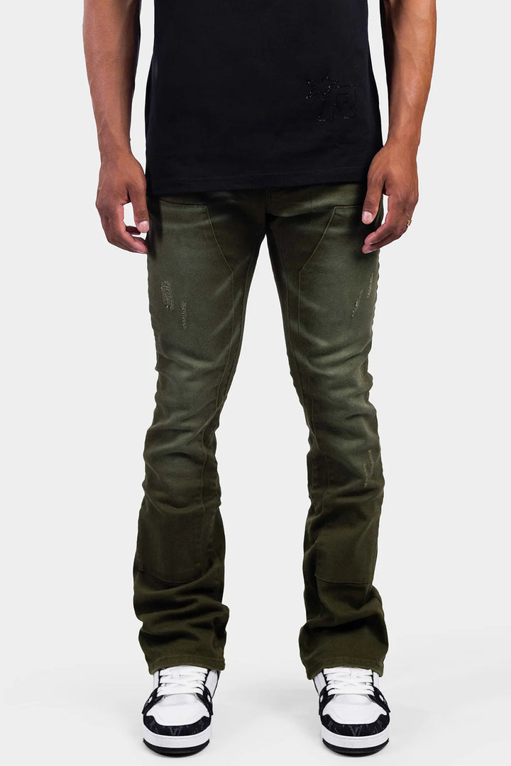 RIVERO CARPENTER FLARED JEANS GREEN