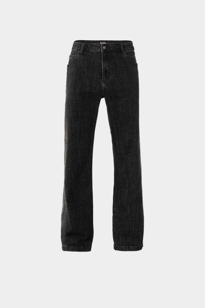 RIVERO RELAXED EDGE WASHED DENIM JEANS DARK GREY